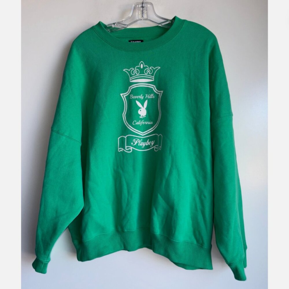 PLAYBOY PacSun Beverly Hills Bunny Sweatshirt Medium Green